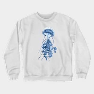 Watercolor blue jellyfish art Crewneck Sweatshirt